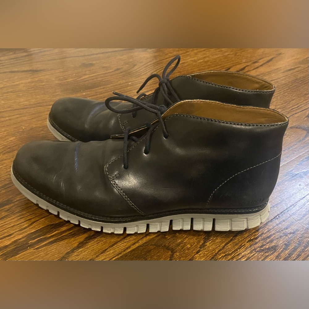 Men's Cole Haan Zero Grand Black Leather Lace-up Chukka Boots Size 10